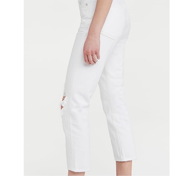 Citizens of Humanity Distressed Charlotte Crop White Fiori Jeans, Size 26 - Picture 13 of 14